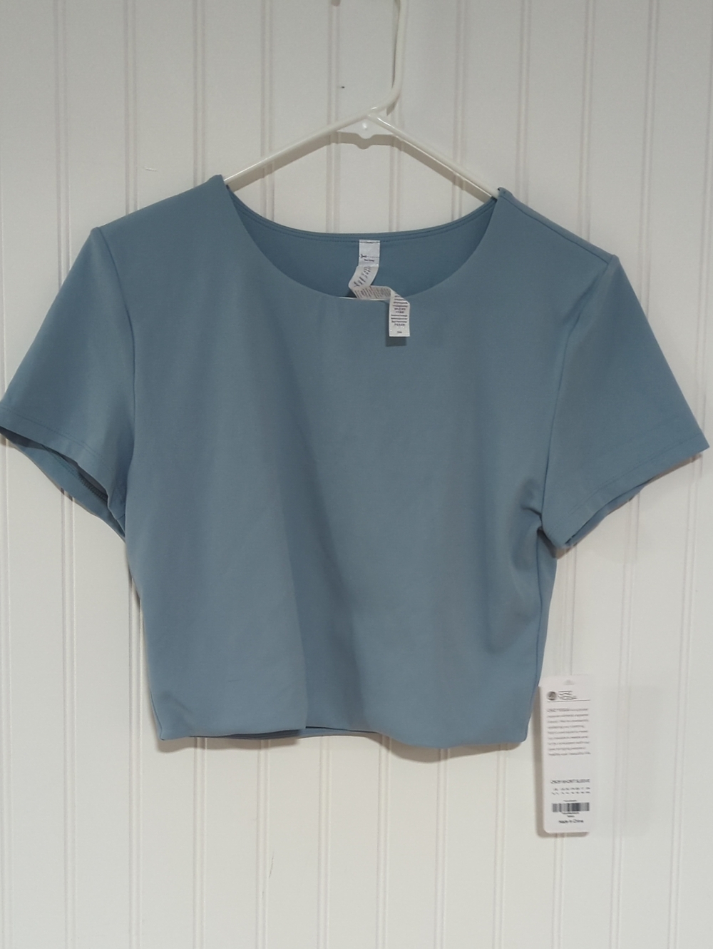 CRZ YOGA Dusty Blue Short Crew Crop Top